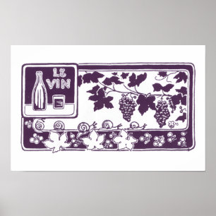 Poster Étiquette de vin français vintage    Vignoble rust