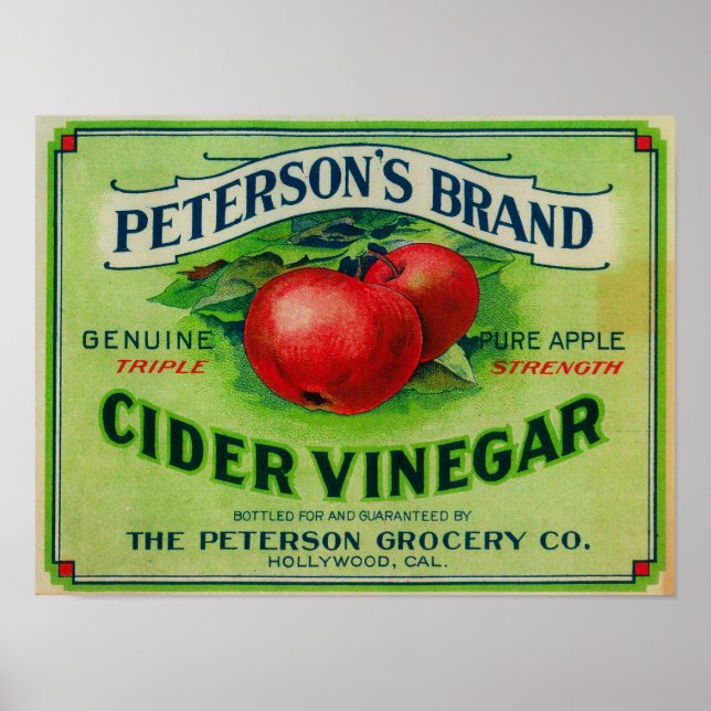 Poster Étiquette de vinaigre de cidre de Peterson (Devant)