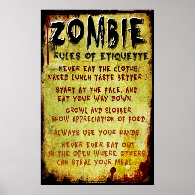 Poster Etiquette de Zombie (Devant)