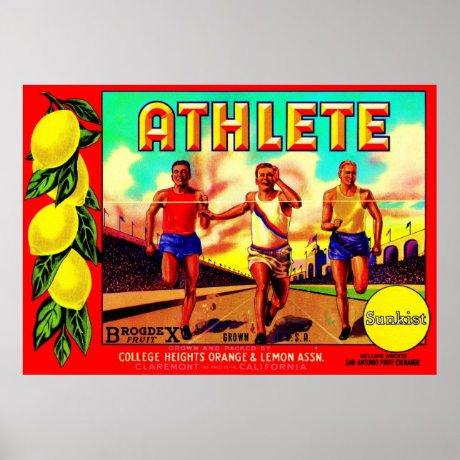 Poster étiquette des caisses de fruits des athlètes des a (Devant)