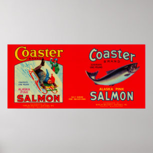 Poster Étiquette dessous de verre Saumon