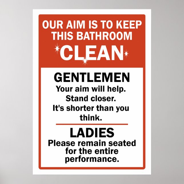 Poster Etiquette drôle de salle de bain (Devant)