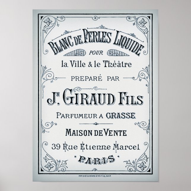 Poster Étiquette parfumé vintage parisien (Devant)