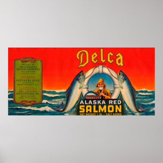 Poster Étiquette Saumon de la marque Delca - Rouge (Devant)