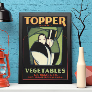 Poster Étiquette vintage de légume Topper, Romance Art Dé