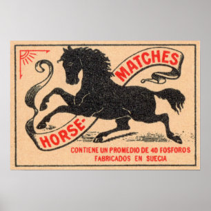 Poster Étiquette vintage de matchs de cheval