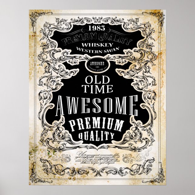 Poster Étiquette Whiskey rétro (Devant)