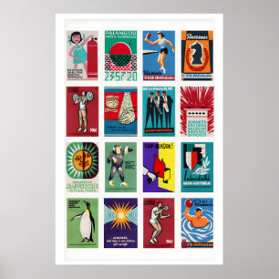 Poster Étiquettes de boîtes d'allumettes lituaniennes Gri