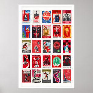 Poster Étiquettes de boîtes d'allumettes rétro en art mur