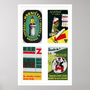 Poster Étiquettes de boîtes d'allumettes tchécoslovaques 