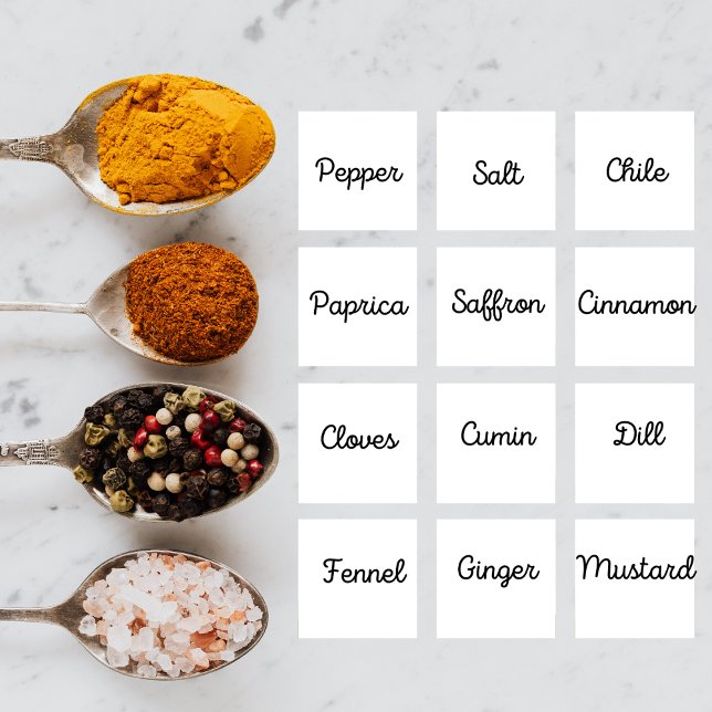 Poster Étiquettes d'épices pour chefs cuisiniers gourmets (Créateur téléchargé)
