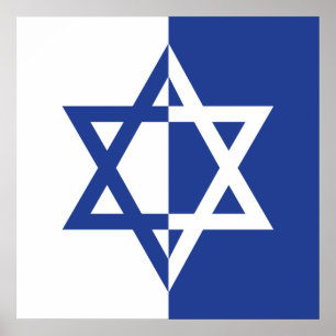 Poster Etoile de David Bar Mitzvah bleu et blanc