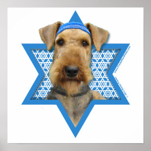 Poster Étoile de David de Hanoukka - Airedale Terrier