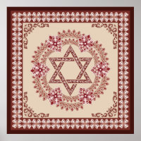 Etoile de David Elegant Art baroque Vintage Imprim