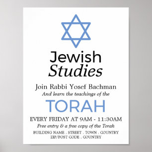 Poster Etoile De David, Judaïsme, Études Juives Publicité