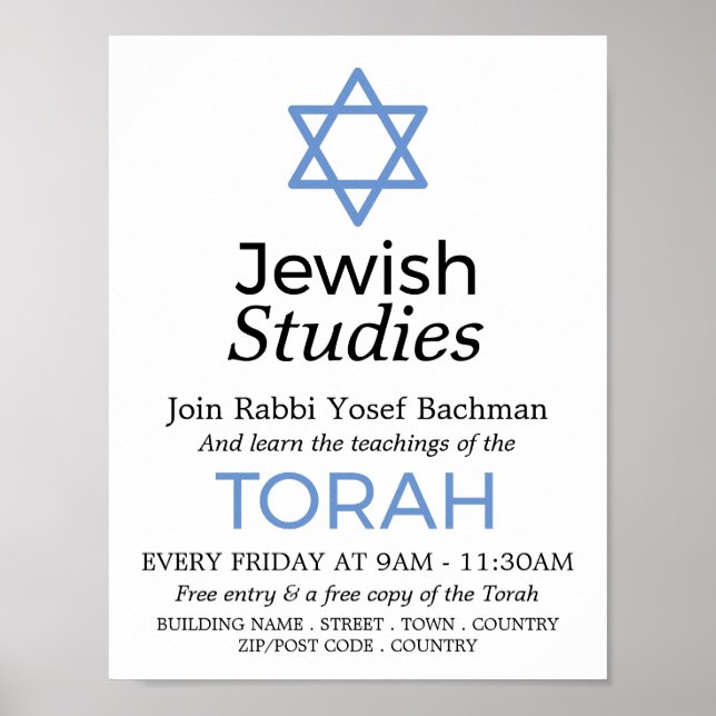 Poster Etoile De David, Judaïsme, Études Juives Publicité (Devant)