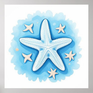 Poster Étoile de mer en bleu