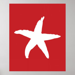 Poster Etoile marine rouge et blanche