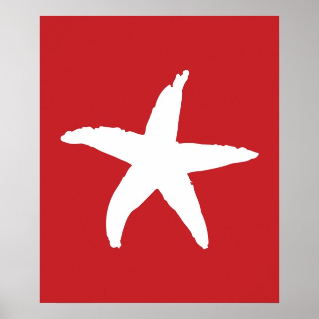 Poster Etoile marine rouge et blanche (Devant)