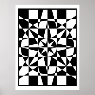 Poster étoile noire et blanche