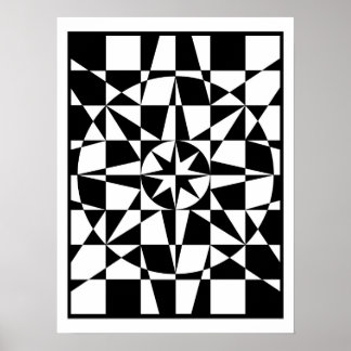 Poster étoile noire et blanche