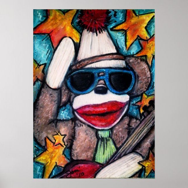 Poster Étoile rock de singe (Devant)