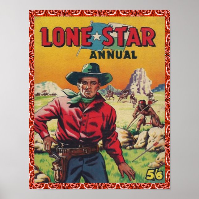 Poster Étoile solite vintage Western Cowboy (Devant)