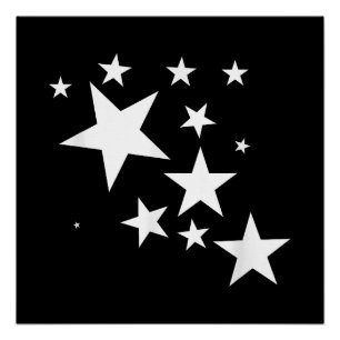 Poster Étoiles Blanches Star-Motif-Design Costume cadeau