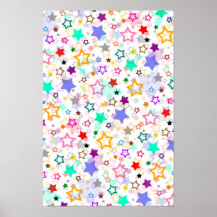 Poster Étoiles colorées blanches