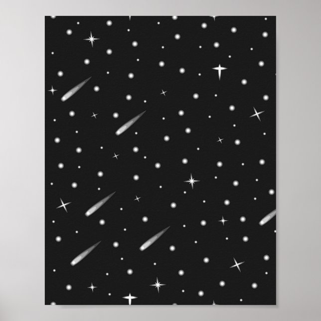 Poster Étoiles dans le ciel nocturne motif (Devant)
