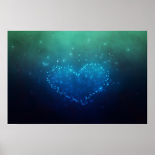 Poster Étoiles de nuit en forme de coeur