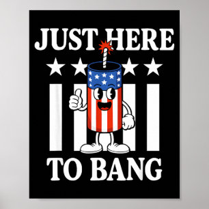 Poster étoiles de pétard rayures rouges ici pour exploser