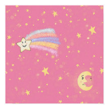 Étoiles douces et lune sur rose