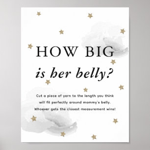 Poster Étoiles et nuages gris Baby shower à quelle taille