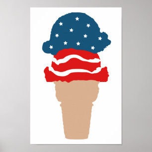 Poster Étoiles et rayures Ice Cream Cone