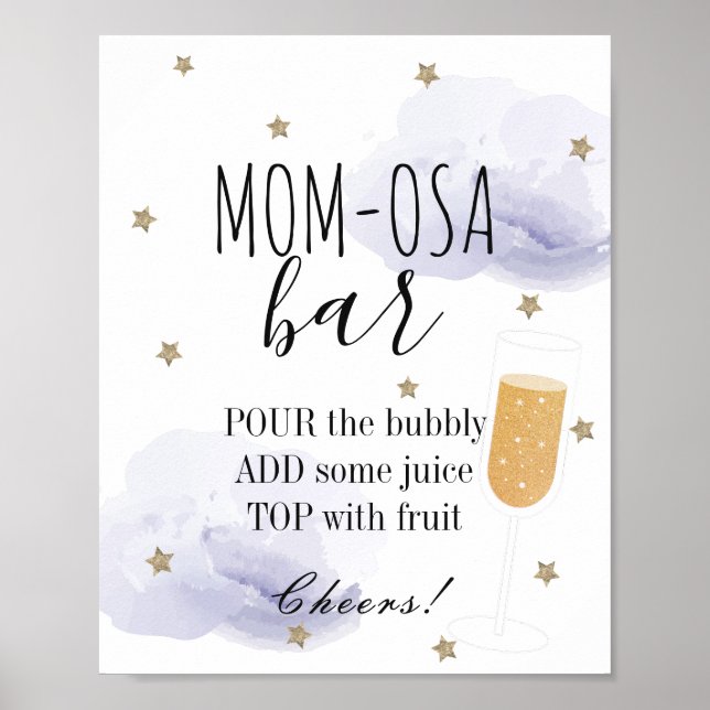 Poster Etoiles & Lavender Clouds Baby shower Maman-osa Ba (Devant)