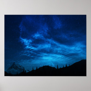 POSTER ÉTOILES LUMINEUSES DANS UN CIEL NOIR ET BLEU