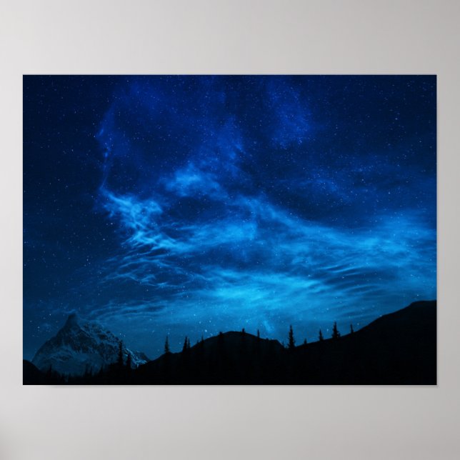 POSTER ÉTOILES LUMINEUSES DANS UN CIEL NOIR ET BLEU (Devant)