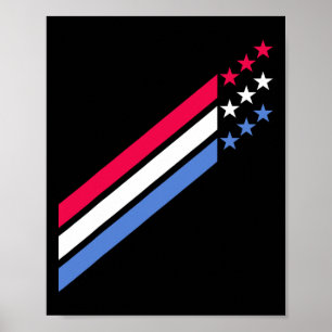 Poster Étoiles Rouges Blanches Et Bleues Patriotiques Amé