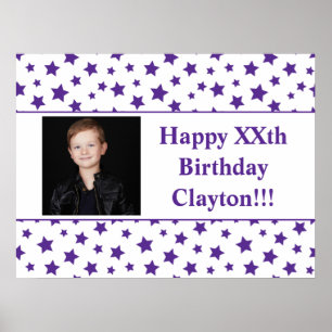 Poster Étoiles Violettes Avec Message Photo Anniversaire