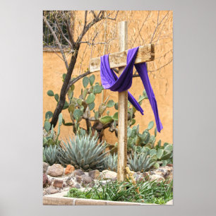 Poster Étole violette sur une croix à l'église d'Albuquer