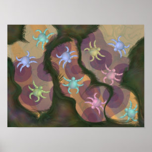 Poster Étranges insectes ronds rampant sur des grains de 