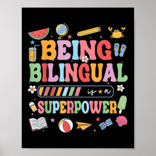 Poster Être Bilingue Est Une Superpuissance Drôle Retour
