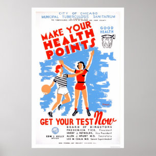 Poster Être en santé Tuberculose 1939 WPA