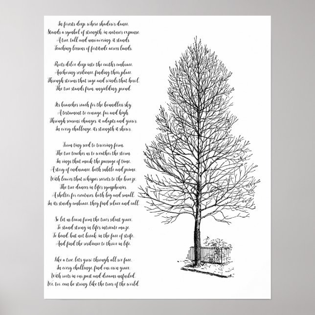 Poster Être fort Comme l'art des arbres et le poème (Devant)