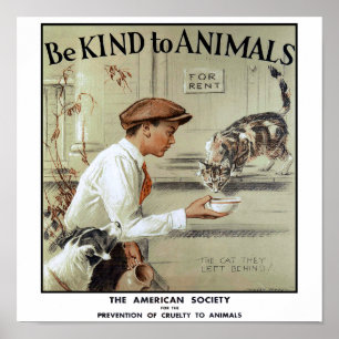 Poster Être gentil avec les animaux