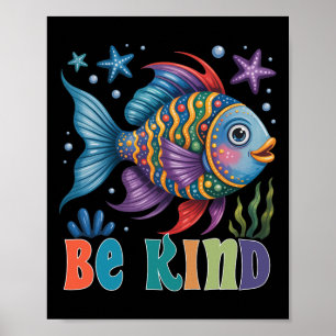 Poster Être gentil professeur de poisson à l'échelle arc-