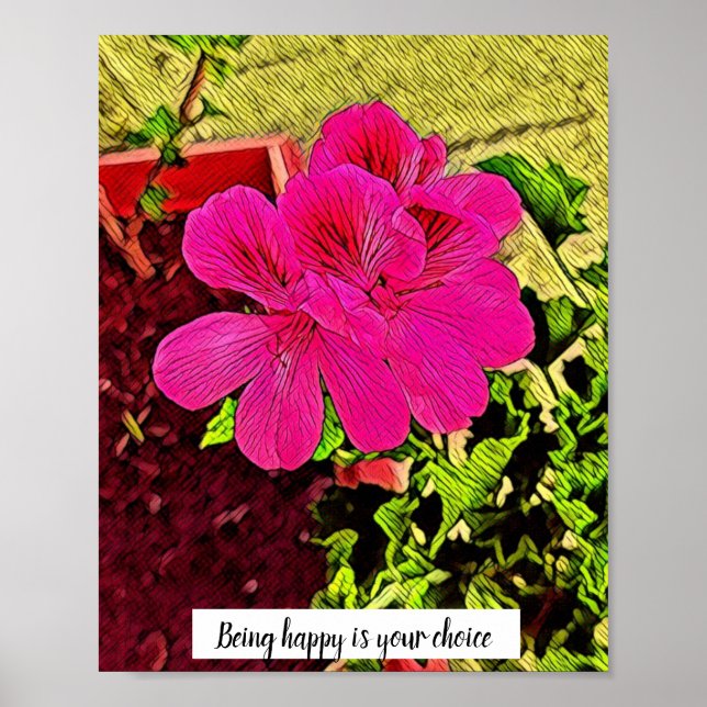 Poster Être heureux est votre choix fleur fleurie (Devant)