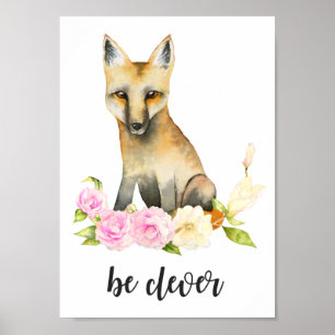 Poster Être intelligent Woodland Fox Nursery Art