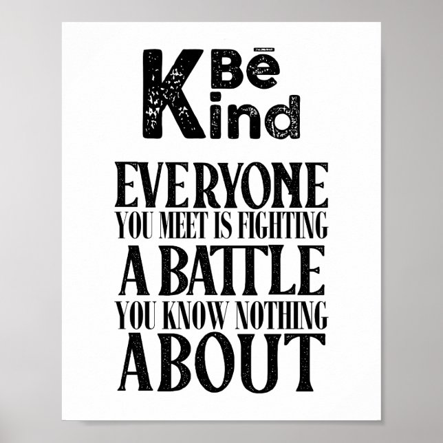 Poster Être Positif Comme Tout Le Monde Combat Une Batail (Devant)